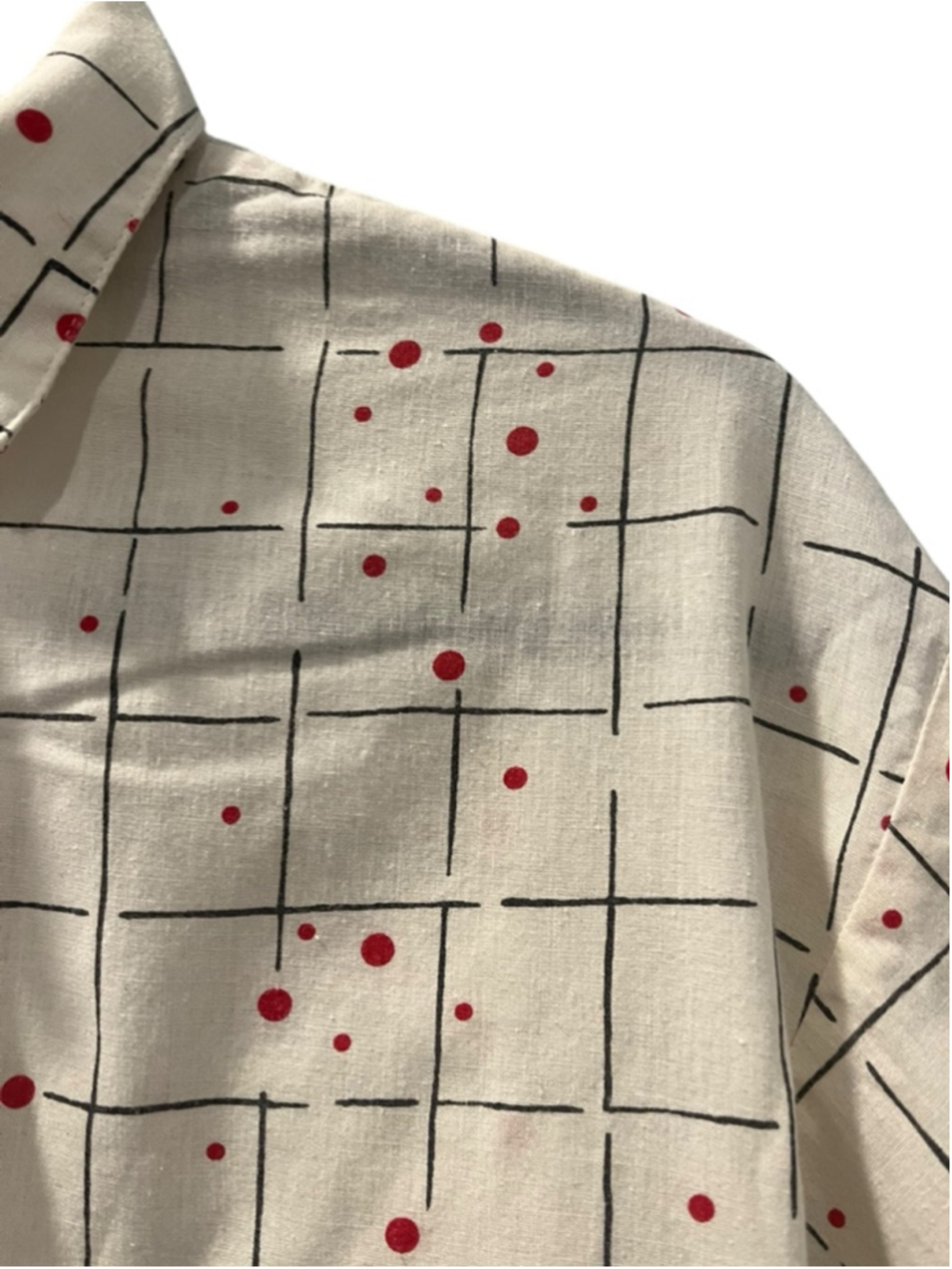 VTG 80s Favorites Abstract Grid Shirt Small Mid Century Memphis Geo Polka Dot - Picture 4 of 9